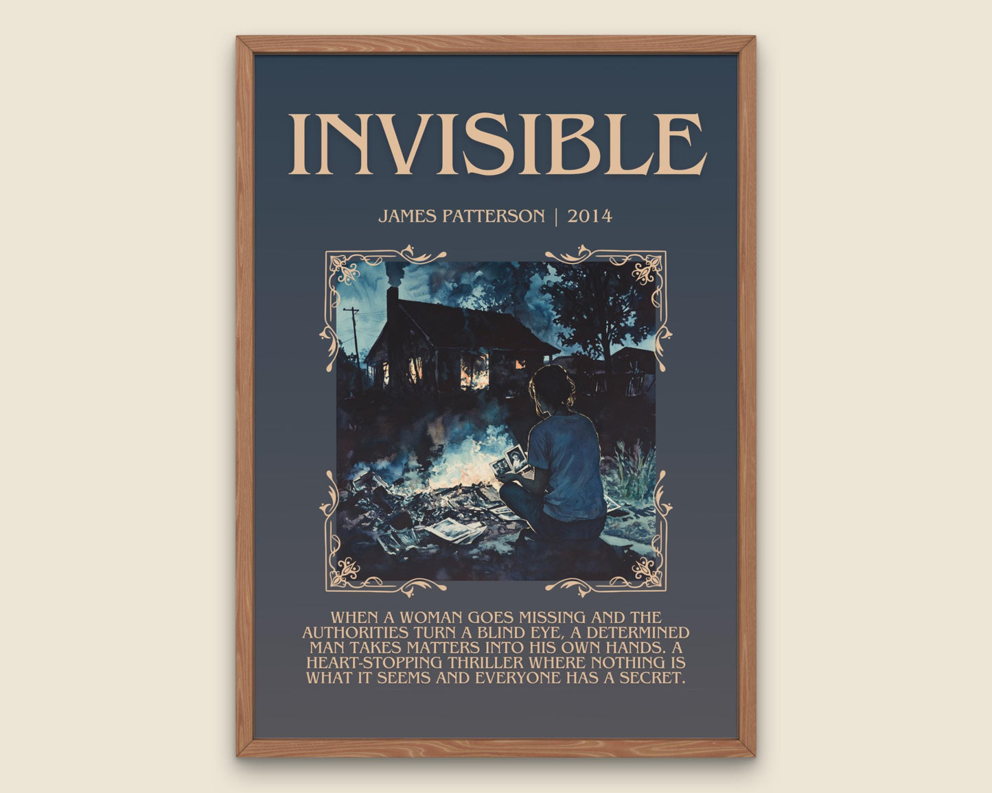 Invisible by James Patterson Descriptive, High Quality Poster Print. Free Delivery Wall Art.Author & Blurb Book Artwork.Book Summary Gift