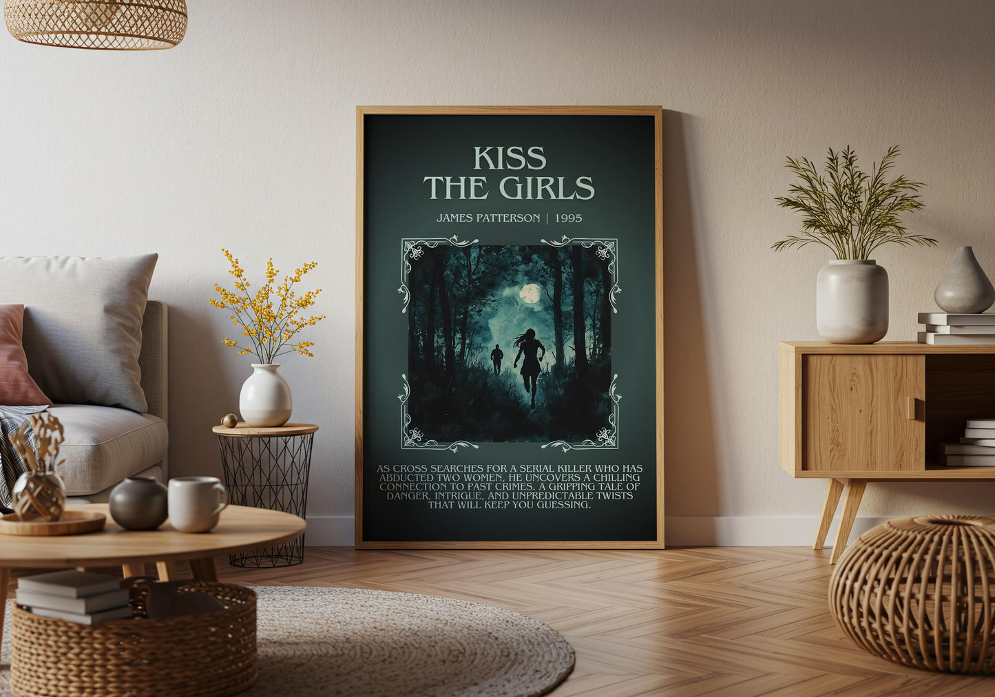 Kiss The Girls by James Patterson Descriptive, High Quality Poster Print. Free Delivery Wall Art.Author&Blurb Book Artwork.Book Summary Gift