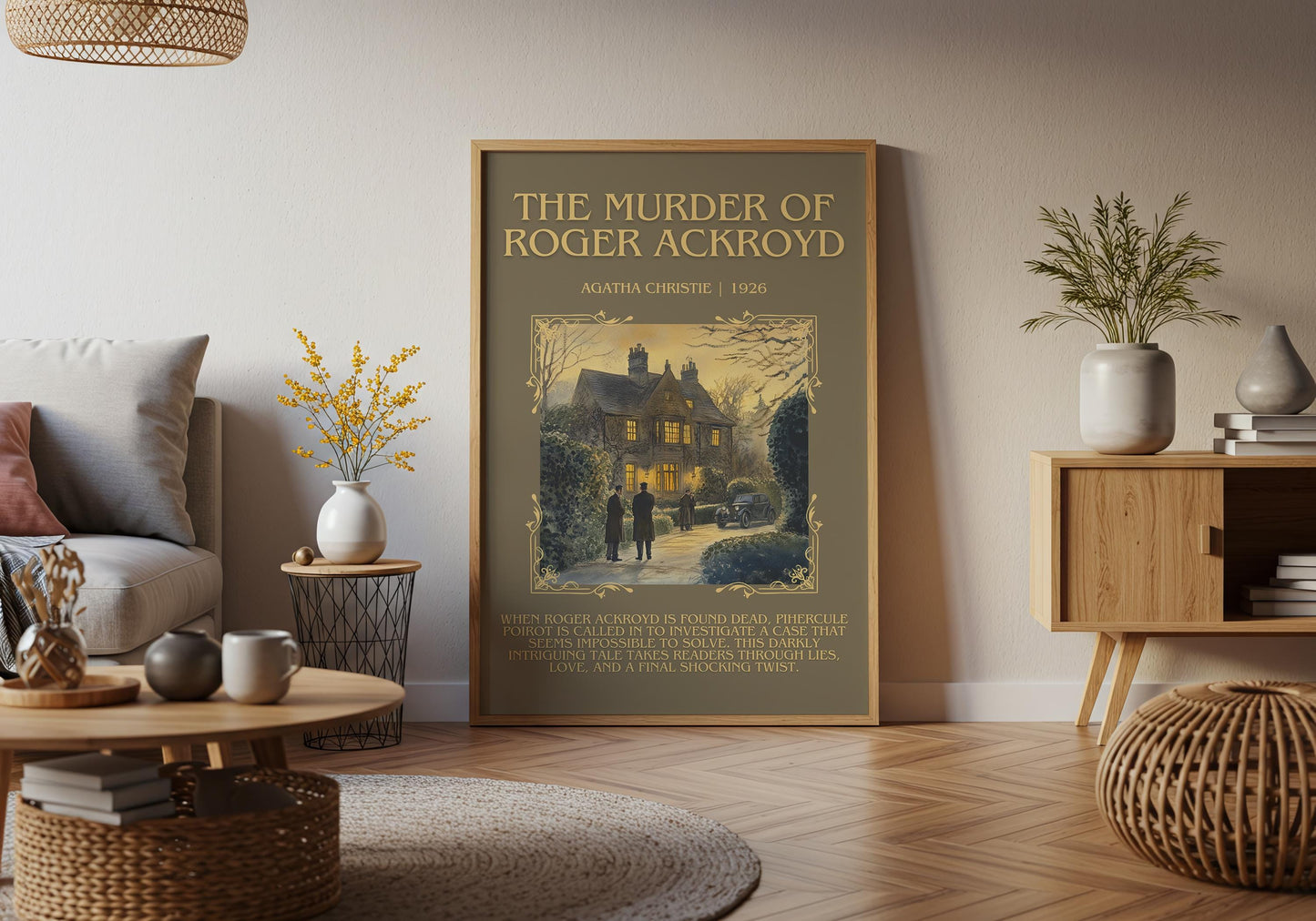 The Murder Of Roger Ackroyd by Agatha Christie Descriptive, High Quality Poster Print. Free Delivery Wall Art. Author&Blurb Book Artwork.