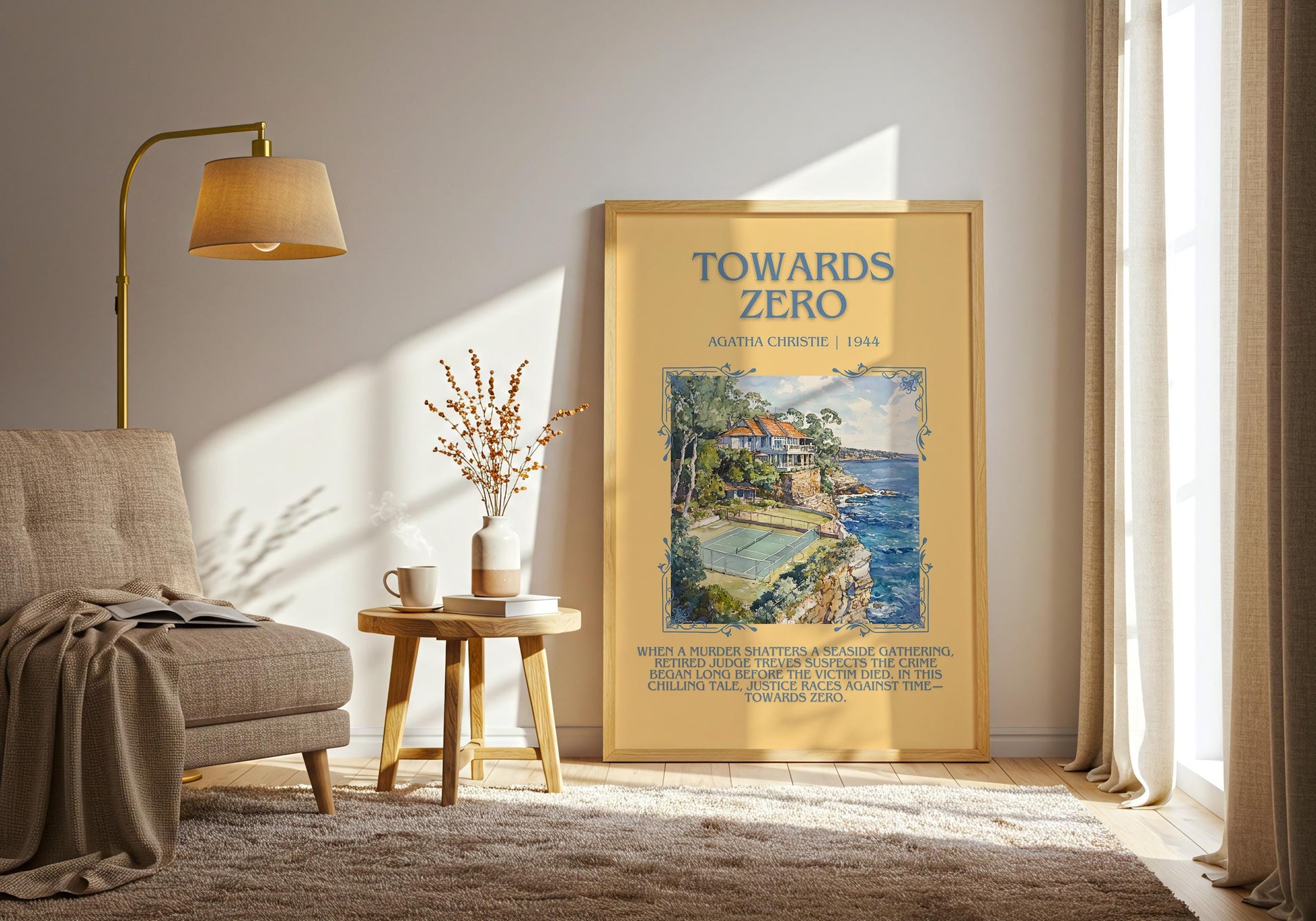 Towards Zero by Agatha Christie Descriptive, High Quality Poster Print.Free Delivery Wall Art.Author&Blurb Book Artwork. Book Summary Gift