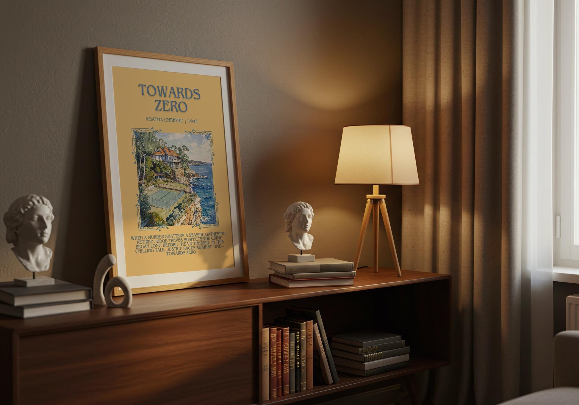 Towards Zero by Agatha Christie Descriptive, High Quality Poster Print.Free Delivery Wall Art.Author&Blurb Book Artwork. Book Summary Gift