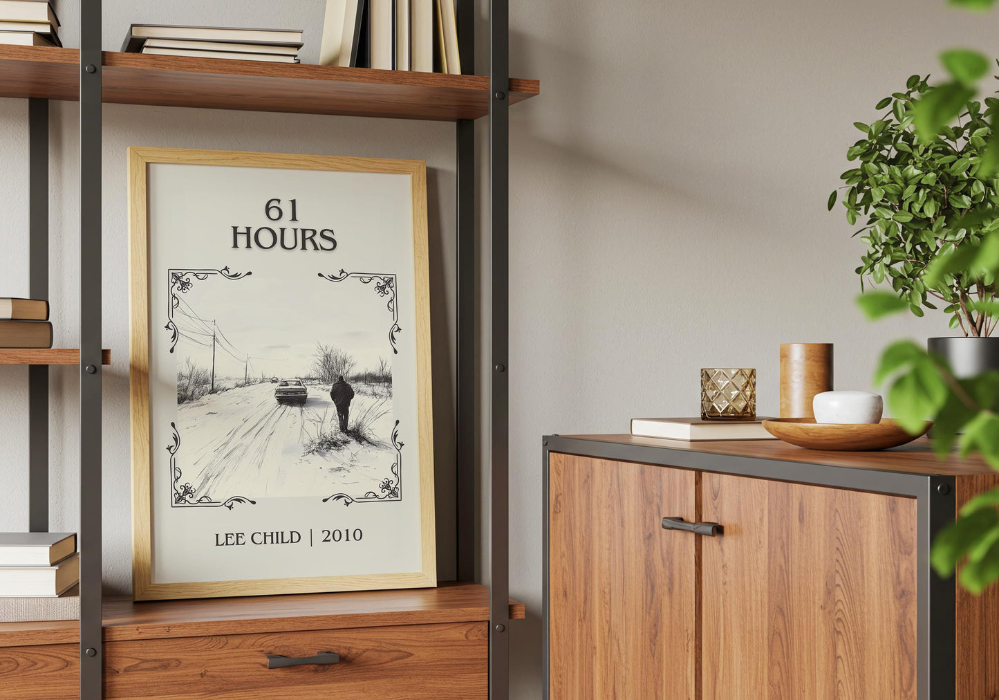 61 Hours by Lee Child High Quality Poster Print. Free Delivery Wall Art. Author & Blurb Book/Novel Minimalist Art Gift
