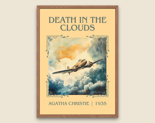 Death In The Clouds by Agatha Christie High Quality Poster Print. Free Delivery Wall Art. Author&Blurb Book/Novel Minimalist Art Gift