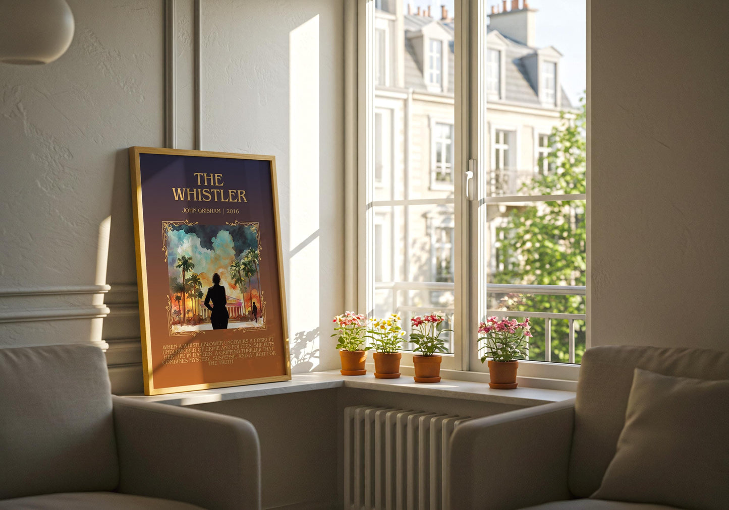 The Whistler by John Grisham Descriptive, High Quality Poster Print Free Delivery Wall Art. Author&Blurb Book Artwork. Book Summary Gift