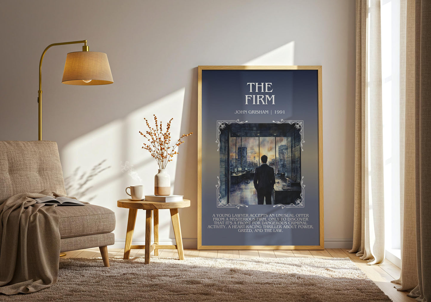 The Firm by John Grisham Descriptive, High Quality Poster Print Free Delivery Wall Art. Author&Blurb Book Artwork. Book Summary Gift Decor