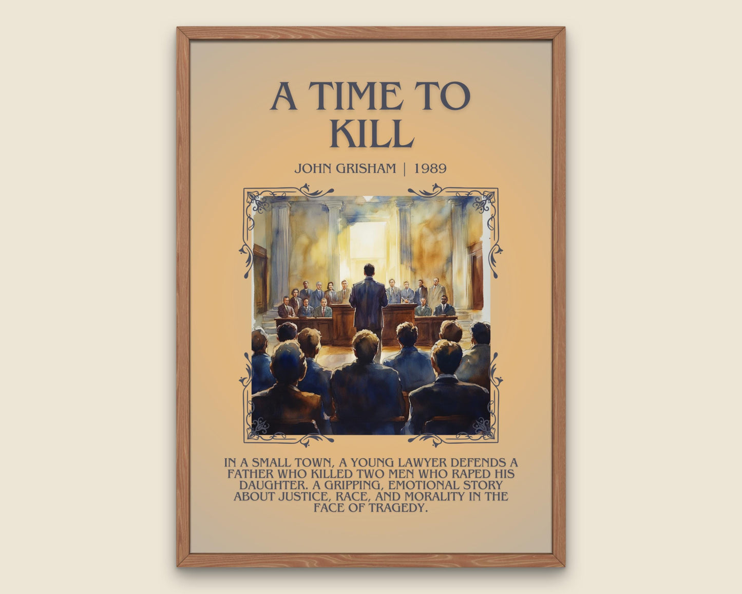 A Time To Kill by John Grisham Descriptive, High Quality Poster Print. Free Delivery Wall Art.Author and Blurb Book Artwork. Summary Gift