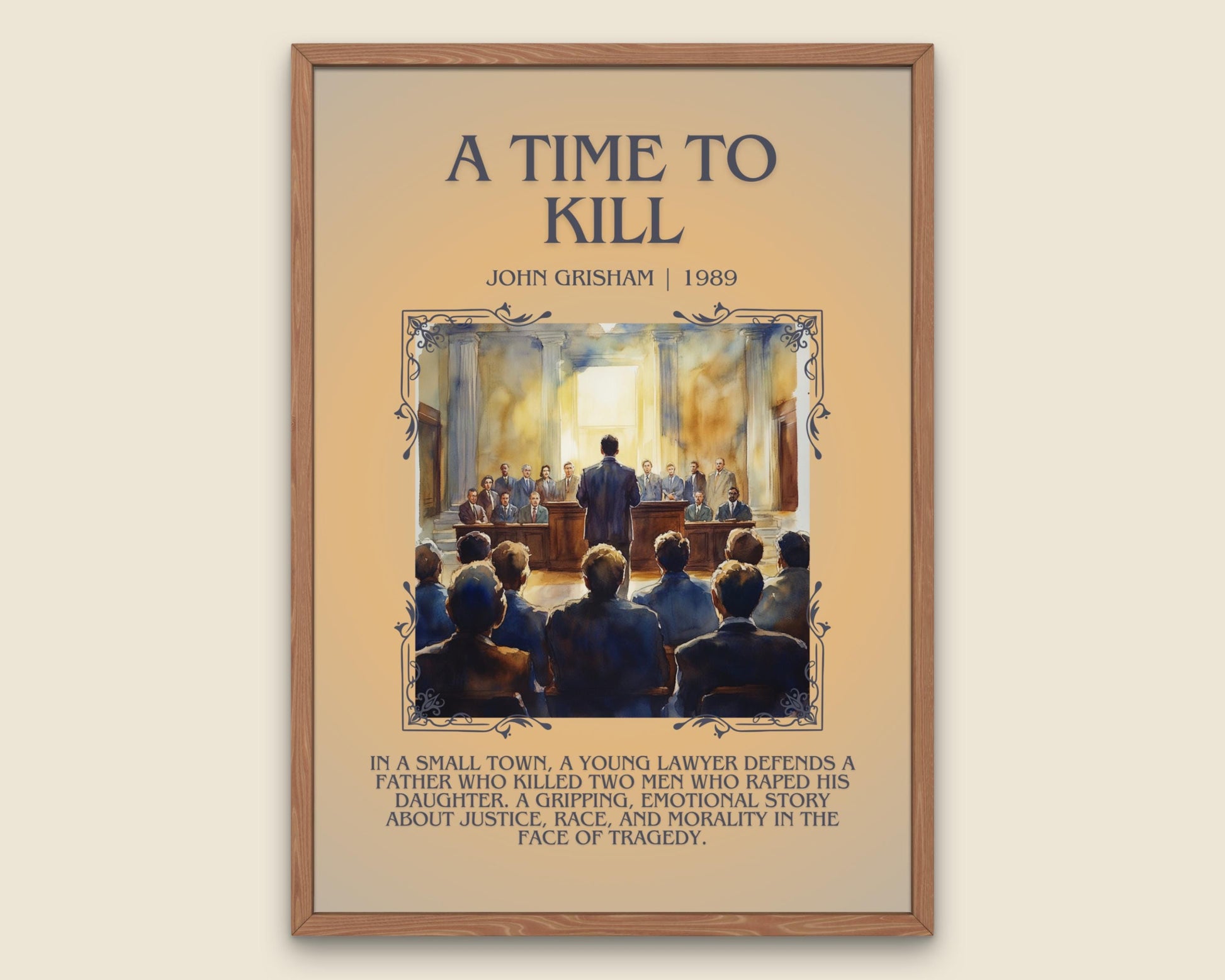 A Time To Kill by John Grisham Descriptive, High Quality Poster Print. Free Delivery Wall Art.Author and Blurb Book Artwork. Summary Gift