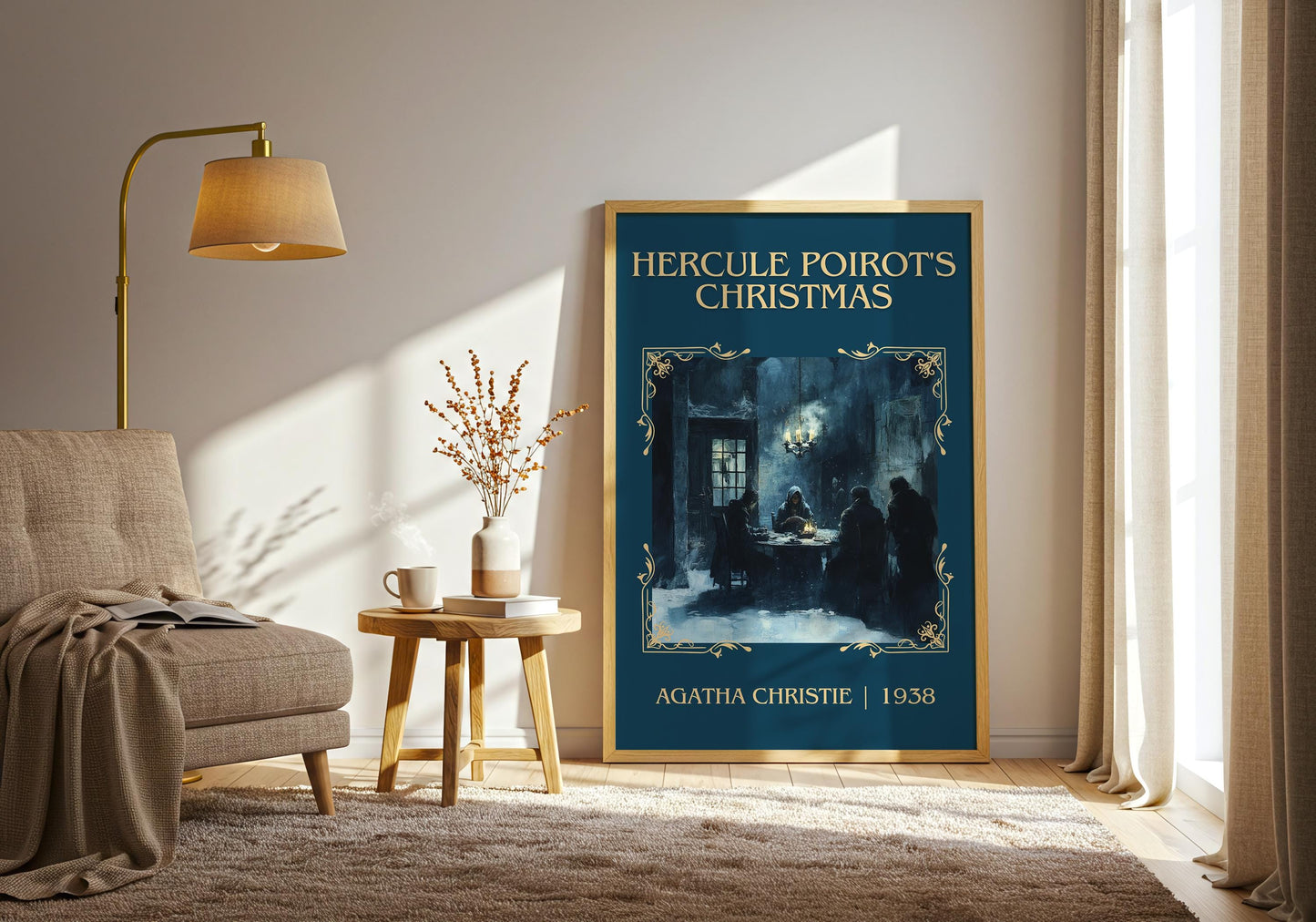 Hercule Poirot's Christmas by Agatha Christie High Quality Poster Print. Free Delivery Wall Art. Author&Blurb Book/Novel Minimalist Art Gift