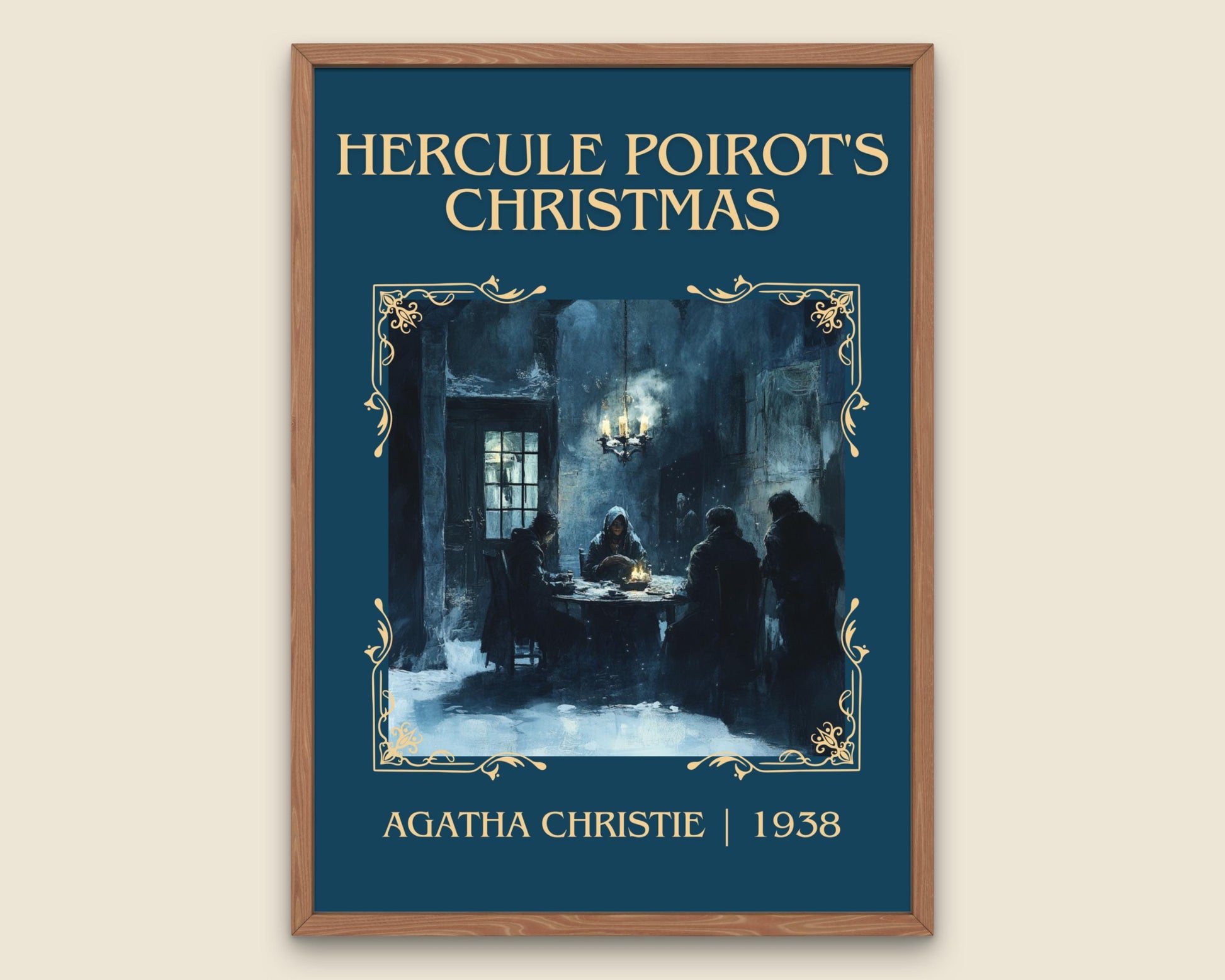 Hercule Poirot's Christmas by Agatha Christie High Quality Poster Print. Free Delivery Wall Art. Author&Blurb Book/Novel Minimalist Art Gift