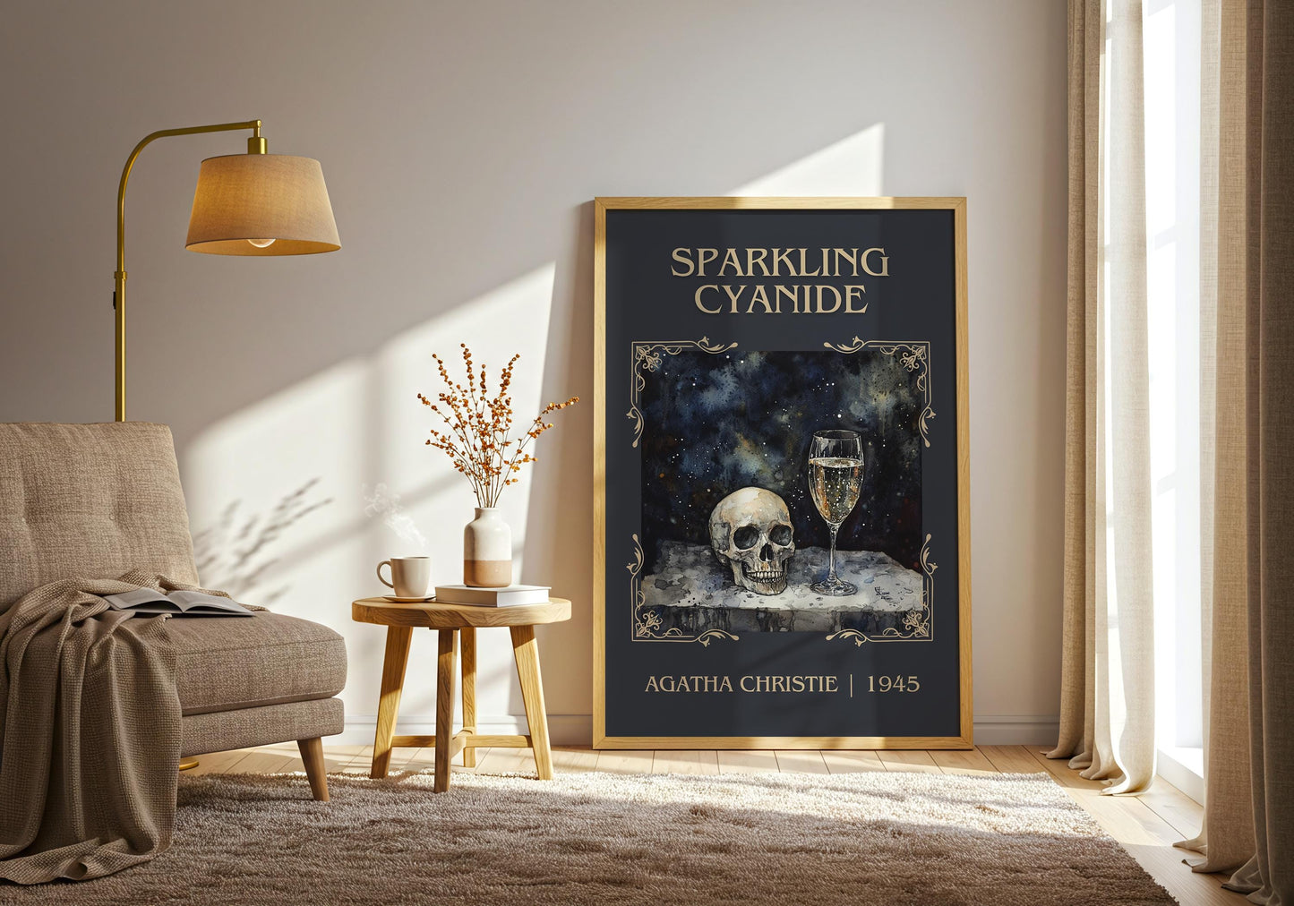Sparkling Cyanide by Agatha Christie High Quality Poster Print. Free Delivery Wall Art. Author & Blurb Book/Novel Minimalist Art Gift Decor