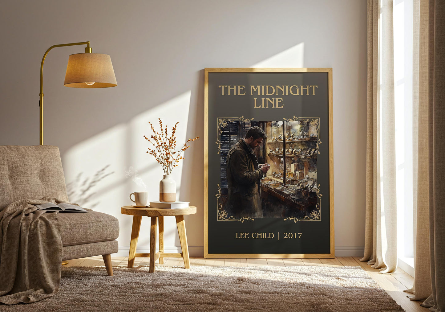 The Midnight Line by Lee Child High Quality Poster Print. Free Delivery Wall Art-Author & Blurb Book/Novel Minimalist Art Gift