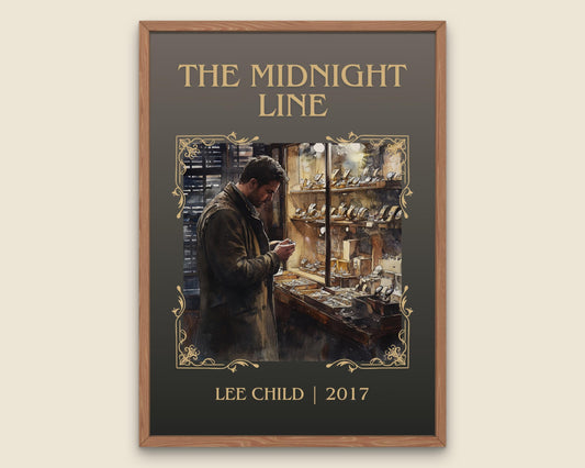 The Midnight Line by Lee Child High Quality Poster Print. Free Delivery Wall Art-Author & Blurb Book/Novel Minimalist Art Gift