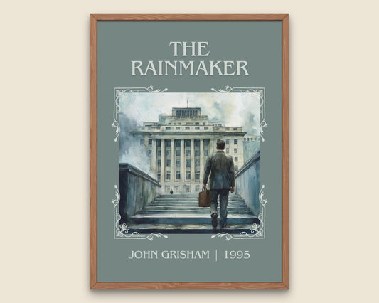 The Rainmaker by John Grisham High Quality Poster Print. Free Delivery Wall Art-Author & Blurb Book/Novel Minimalist Art Gift