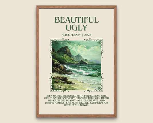 Beautiful Ugly by Alice Feeney Descriptive, High Quality Poster Print.Free Delivery Wall Art.Author&Blurb Book Artwork. Book Gift