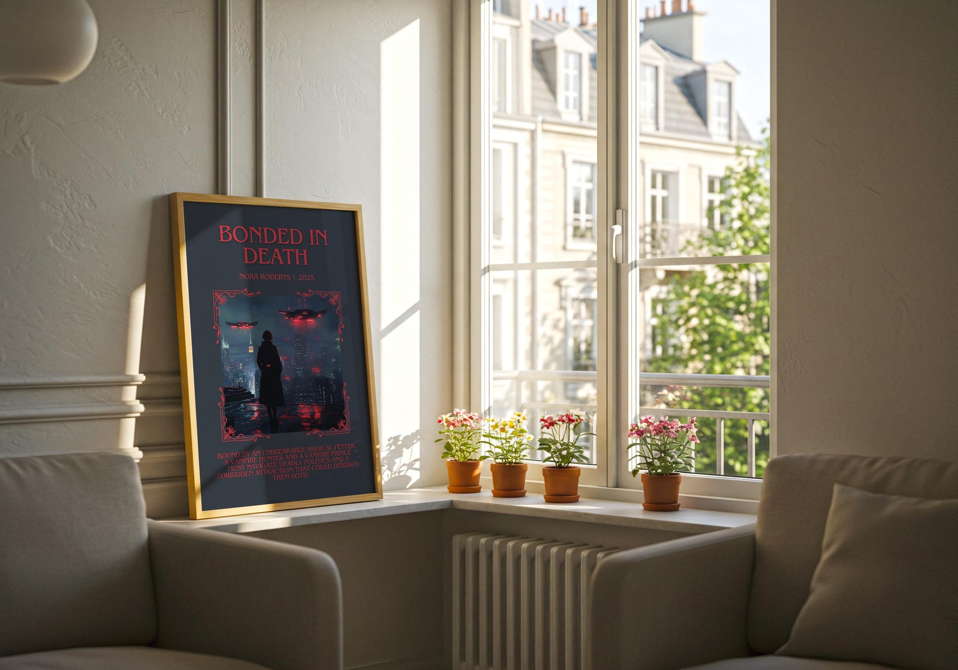 Bonded In Death by Nora Roberts Descriptive, High Quality Poster Print.Free Delivery Wall Art.Author&Blurb Book Artwork. Book Summary Gift
