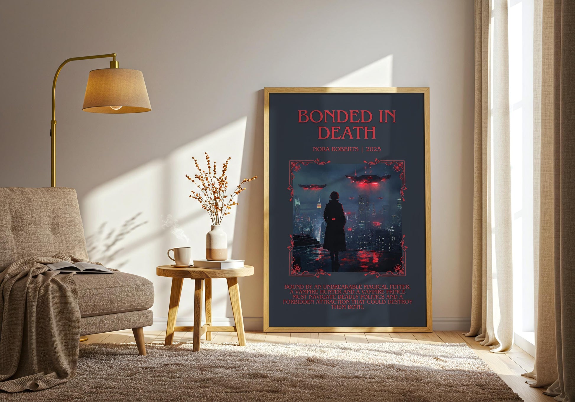 Bonded In Death by Nora Roberts Descriptive, High Quality Poster Print.Free Delivery Wall Art.Author&Blurb Book Artwork. Book Summary Gift
