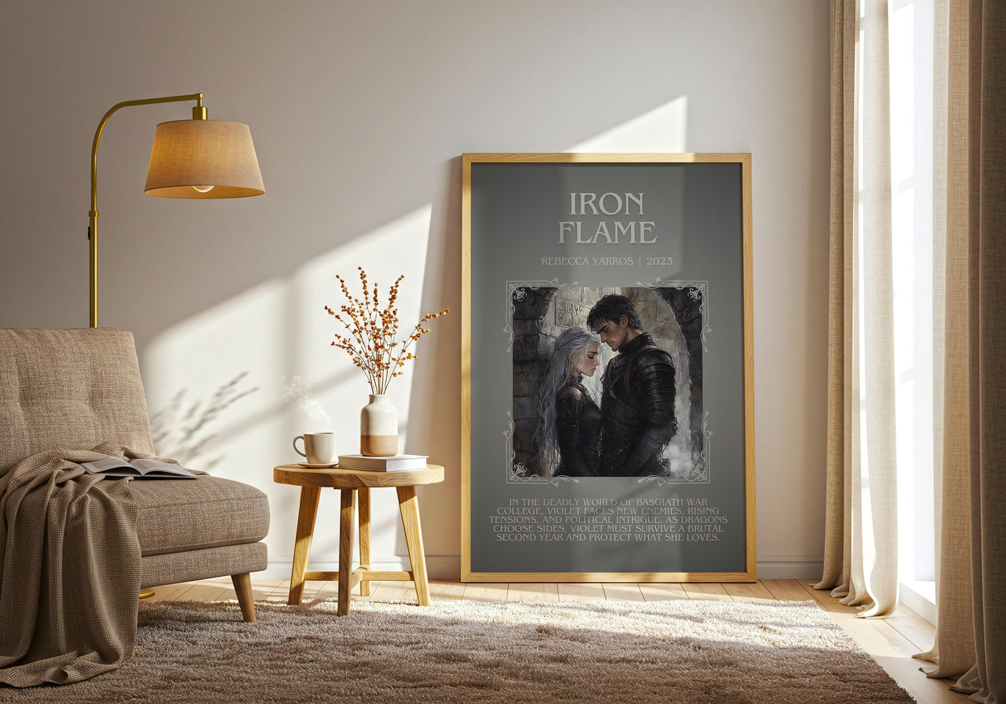 Iron Flame by Rebecca Yarros Descriptive, High Quality Poster Print.Free Delivery Wall Art.Author&Blurb Book Artwork. Book Gift