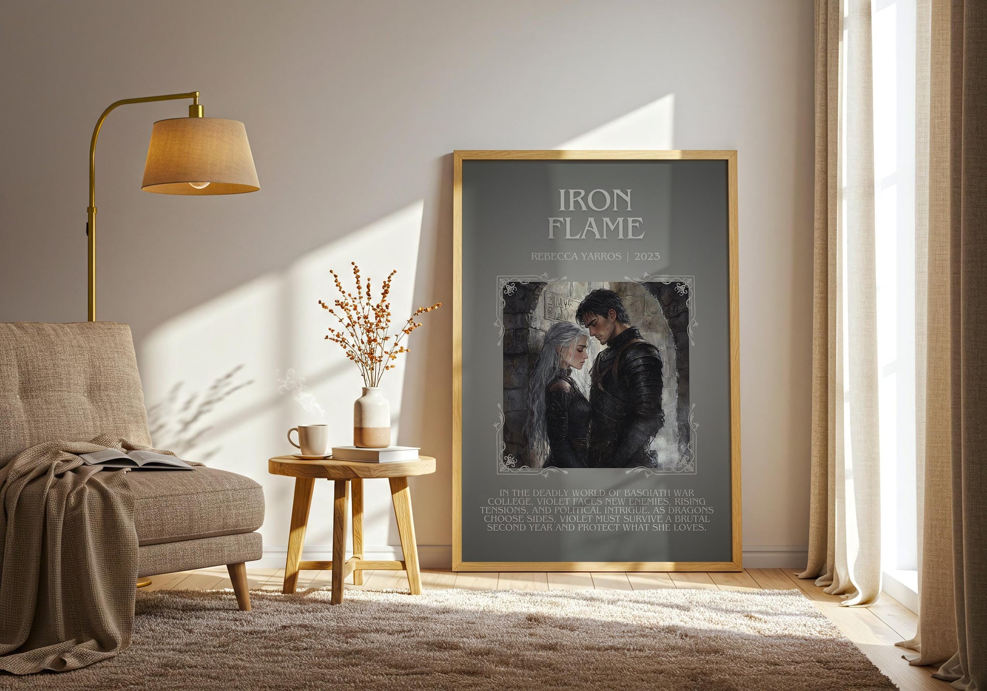 Iron Flame by Rebecca Yarros Descriptive, High Quality Poster Print.Free Delivery Wall Art.Author&Blurb Book Artwork. Book Gift