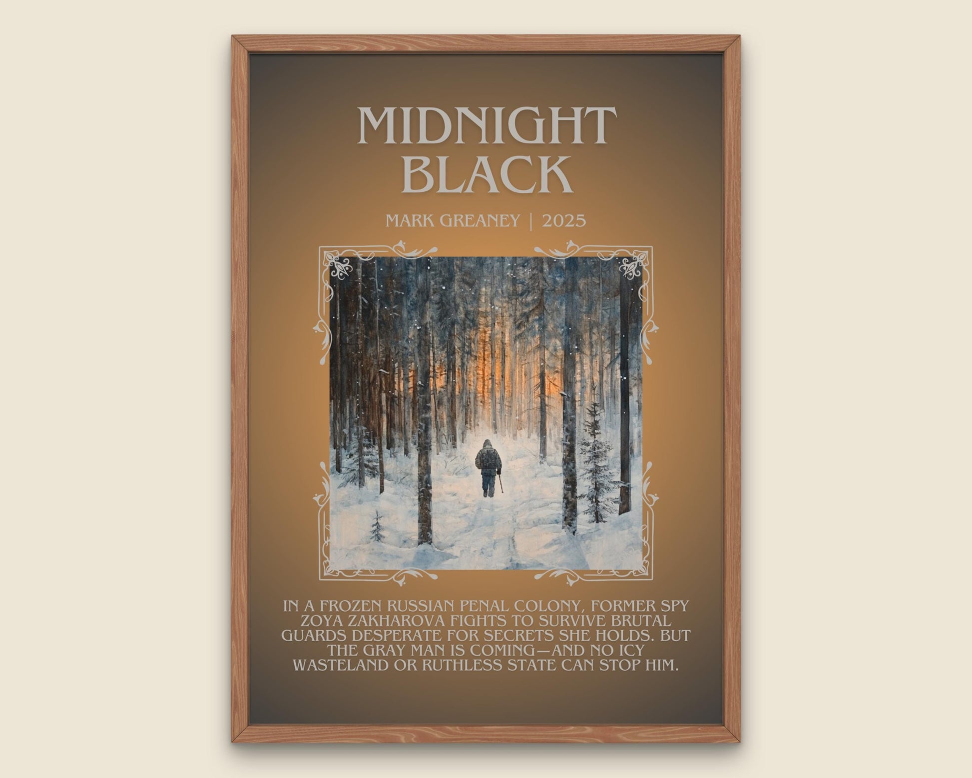 Midnight Black by Mark Greaney Descriptive, High Quality Poster Print.Free Delivery Wall Art.Author&Blurb Book Artwork. Book Summary Gift