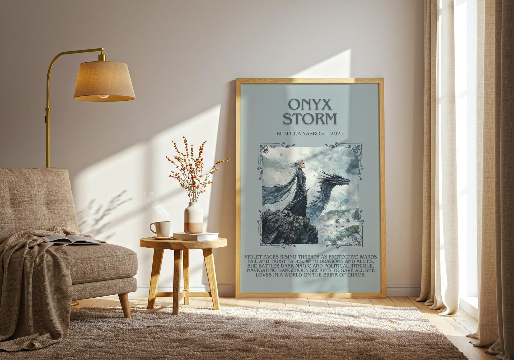 Onyx Storm by Rebecca Yarros Descriptive, High Quality Poster Print.Free Delivery Wall Art.Author&Blurb Book Artwork. Book Summary Gift