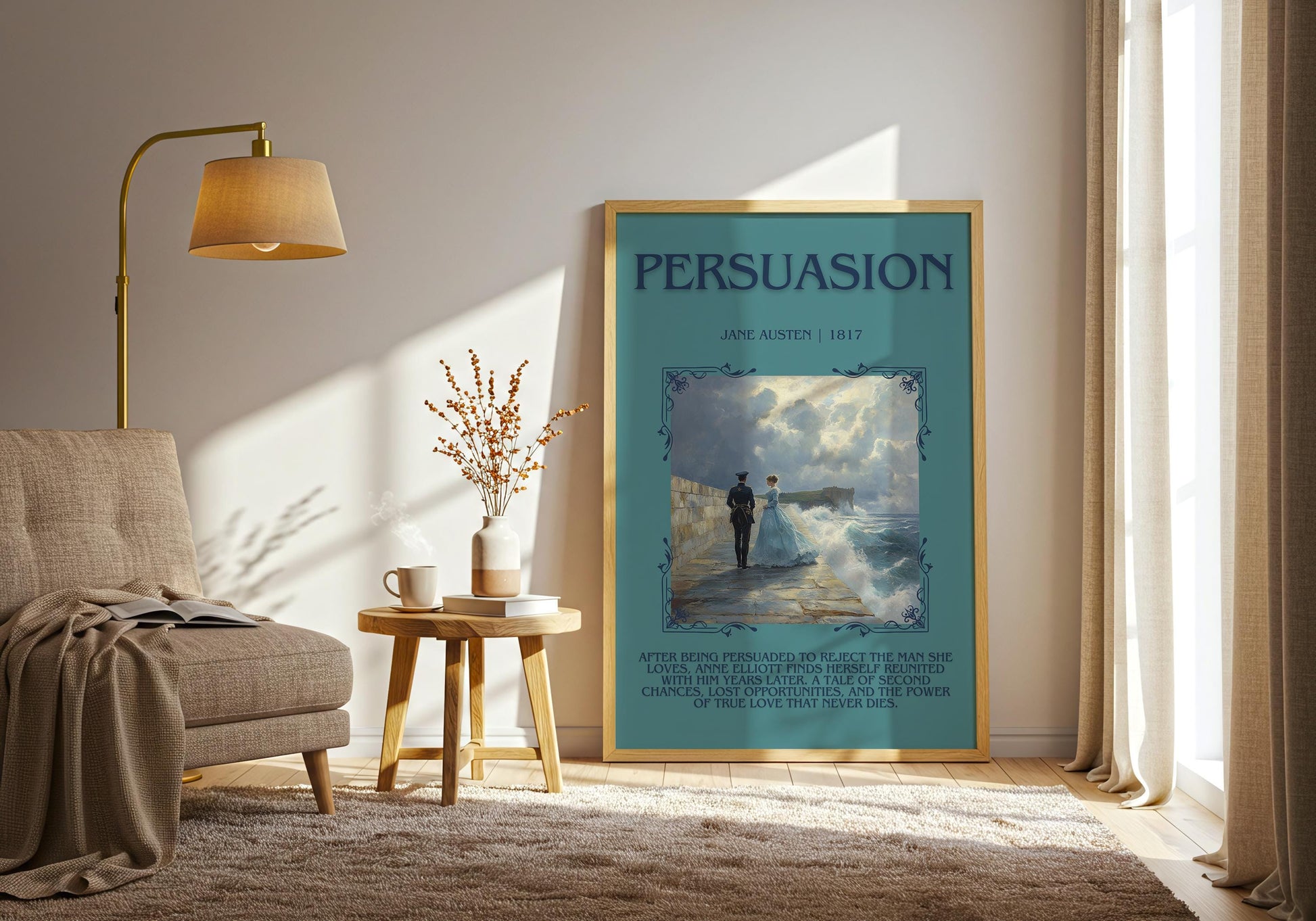 Persuasion by Jane Austen Descriptive, High Quality Poster Print.Free Delivery Wall Art.Author&Blurb Book Artwork. Book Summary Gift