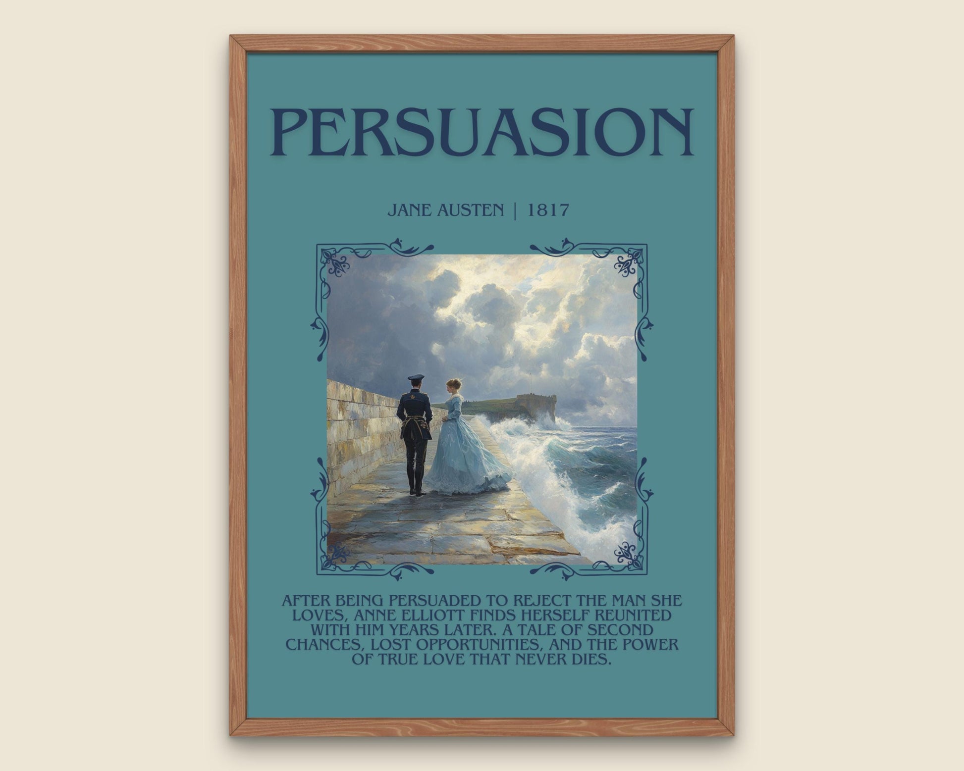 Persuasion by Jane Austen Descriptive, High Quality Poster Print.Free Delivery Wall Art.Author&Blurb Book Artwork. Book Summary Gift