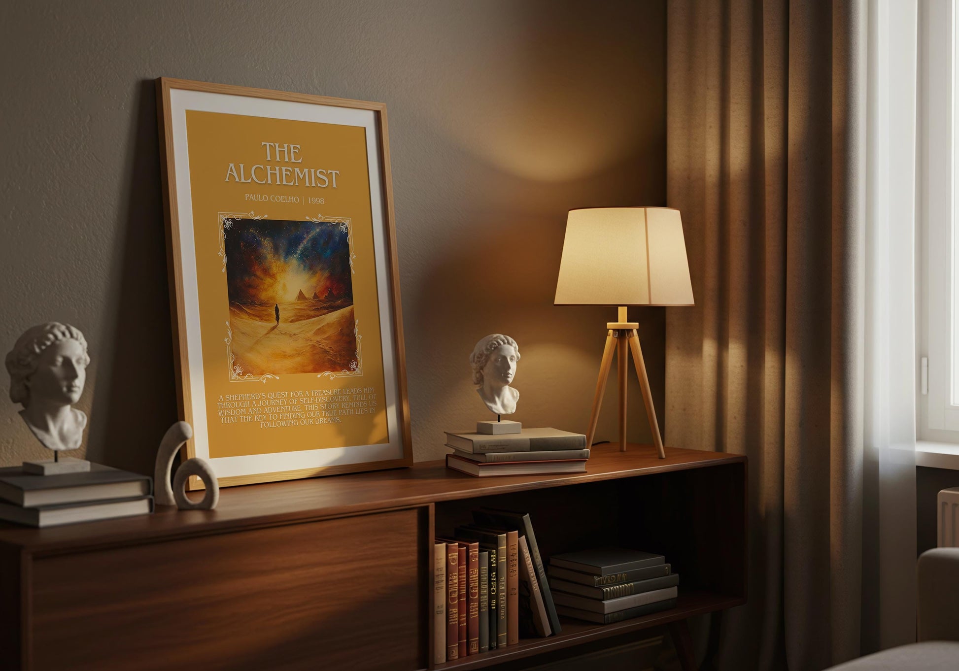 The Alchemist by Paulo Coelho Descriptive, High Quality Poster Print.Free Delivery Wall Art.Author&Blurb Book Artwork. Book Summary Gift