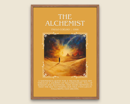 The Alchemist by Paulo Coelho Descriptive, High Quality Poster Print.Free Delivery Wall Art.Author&Blurb Book Artwork. Book Summary Gift