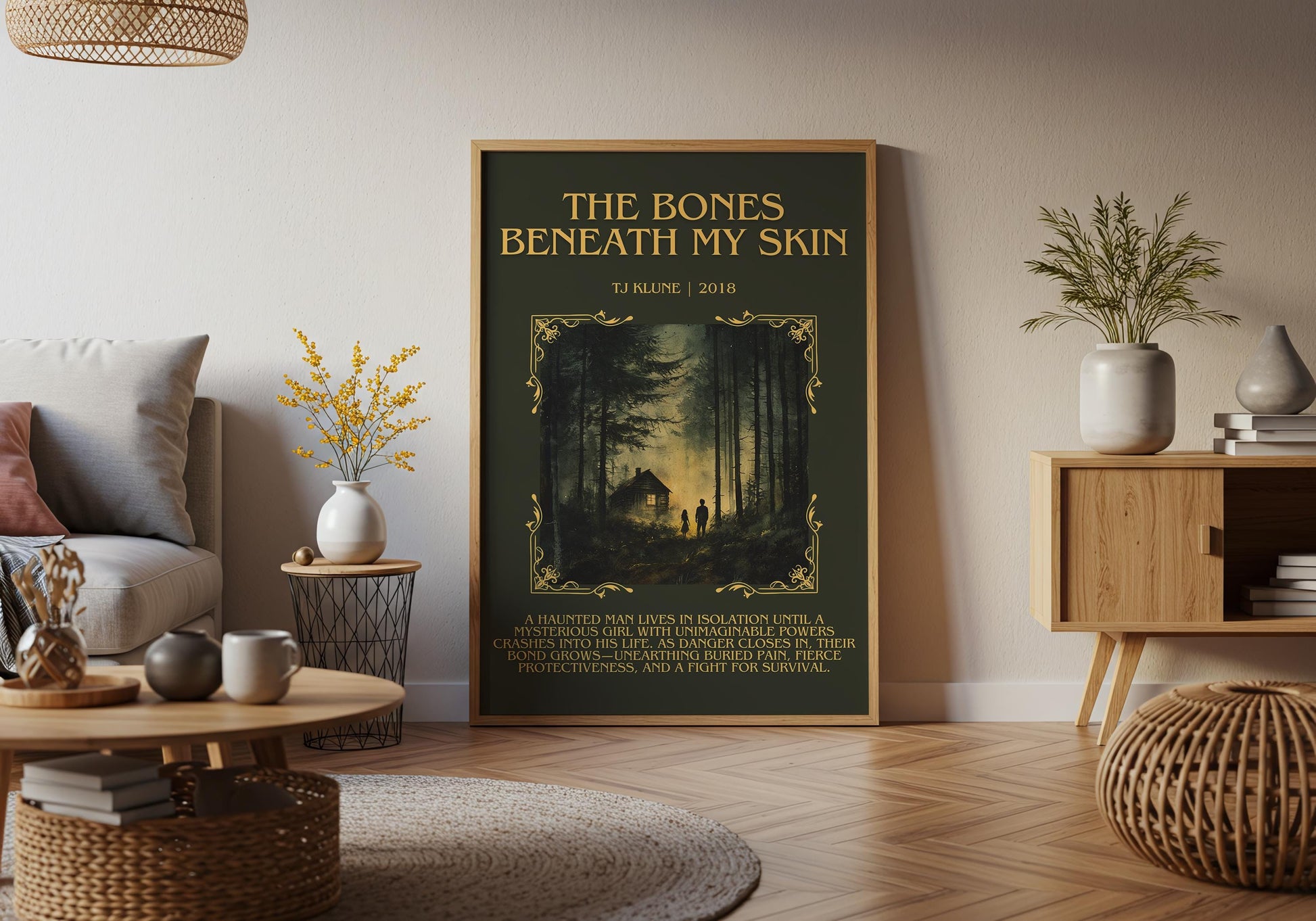 The Bones Beneath My Skin by by TJ Klune Descriptive,High Quality Poster Print.Free Delivery Wall Art.Author&Blurb Book Artwork.Summary Gift