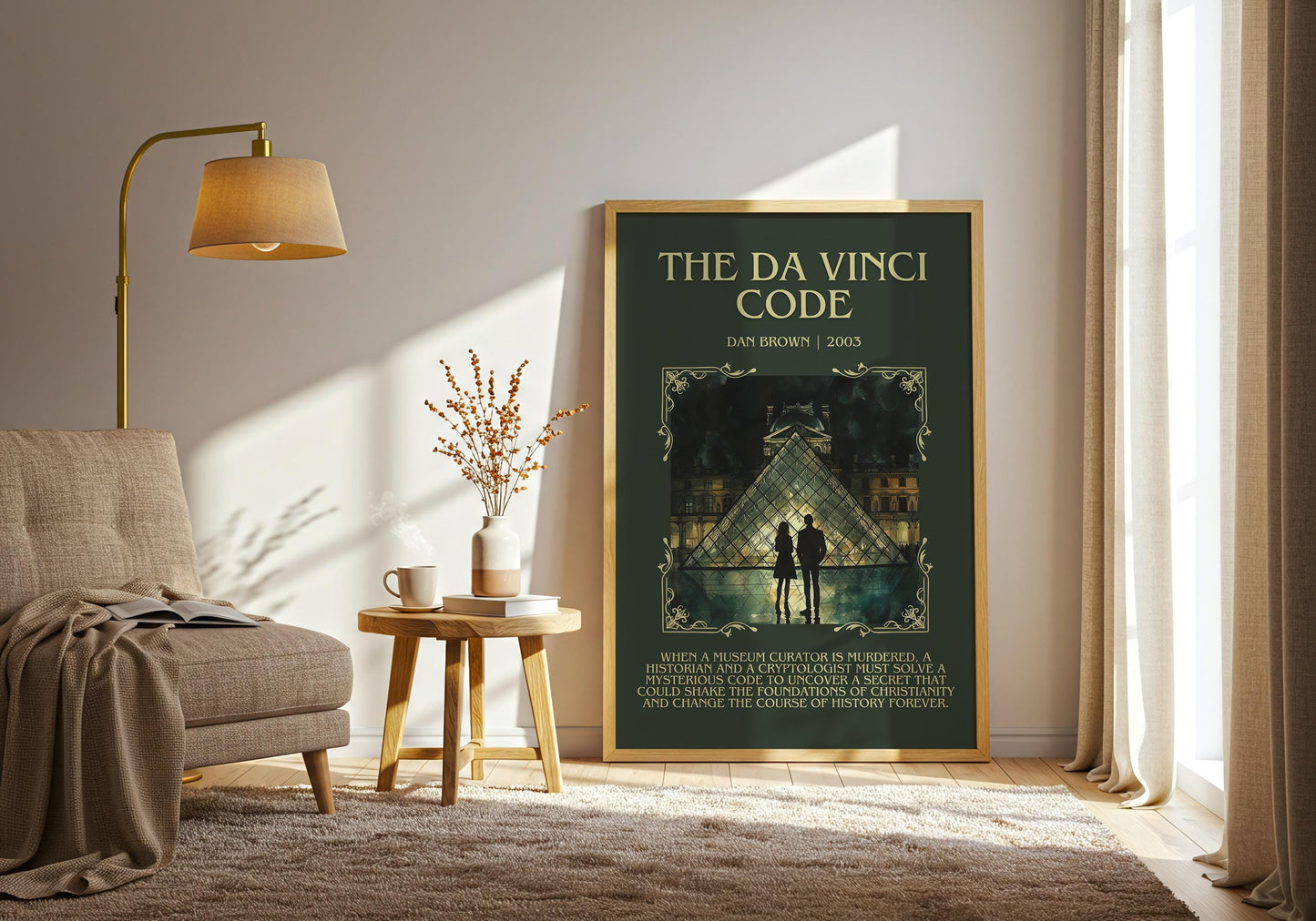 The Da Vinci Code by Dan Brown Descriptive, High Quality Poster Print.Free Delivery Wall Art.Author&Blurb Book Artwork. Book Summary Gift