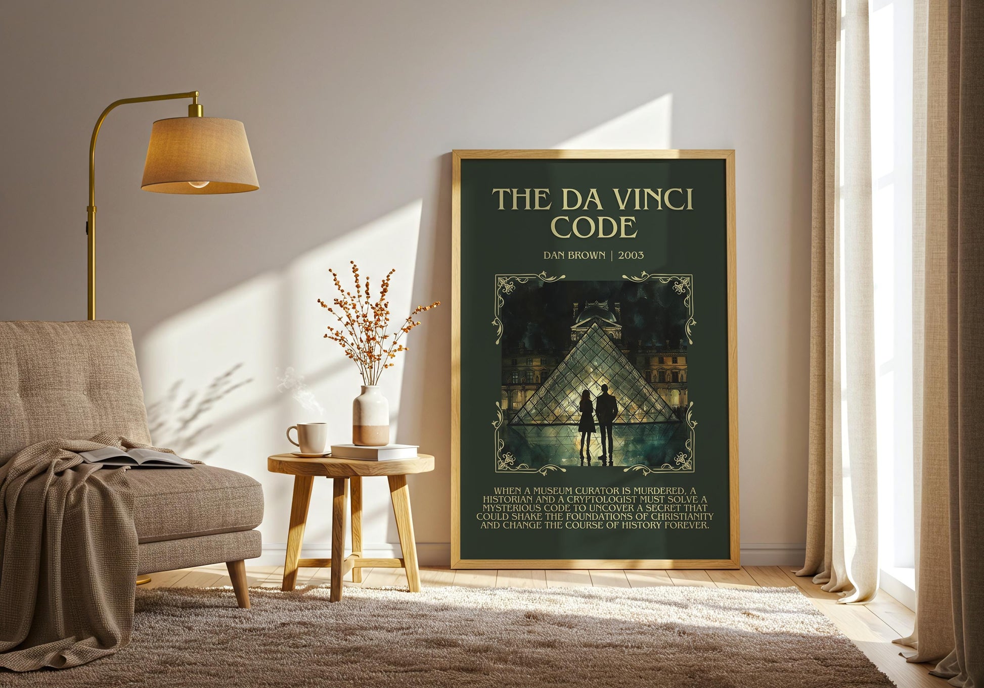 The Da Vinci Code by Dan Brown Descriptive, High Quality Poster Print.Free Delivery Wall Art.Author&Blurb Book Artwork. Book Summary Gift