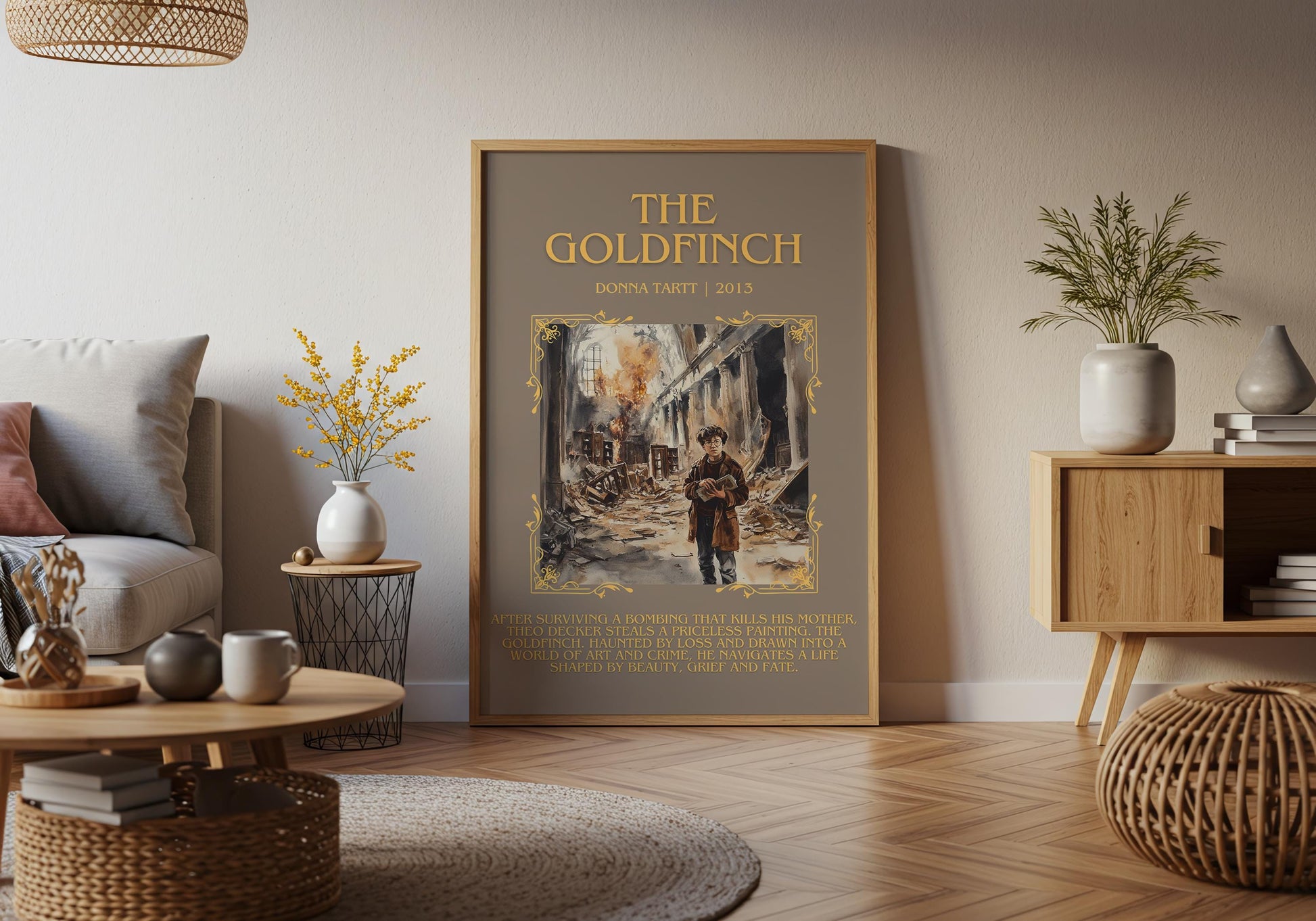 The Goldfinch by Donna Tartt Descriptive, High Quality Poster Print.Free Delivery Wall Art.Author&Blurb Book Artwork. Summary Gift