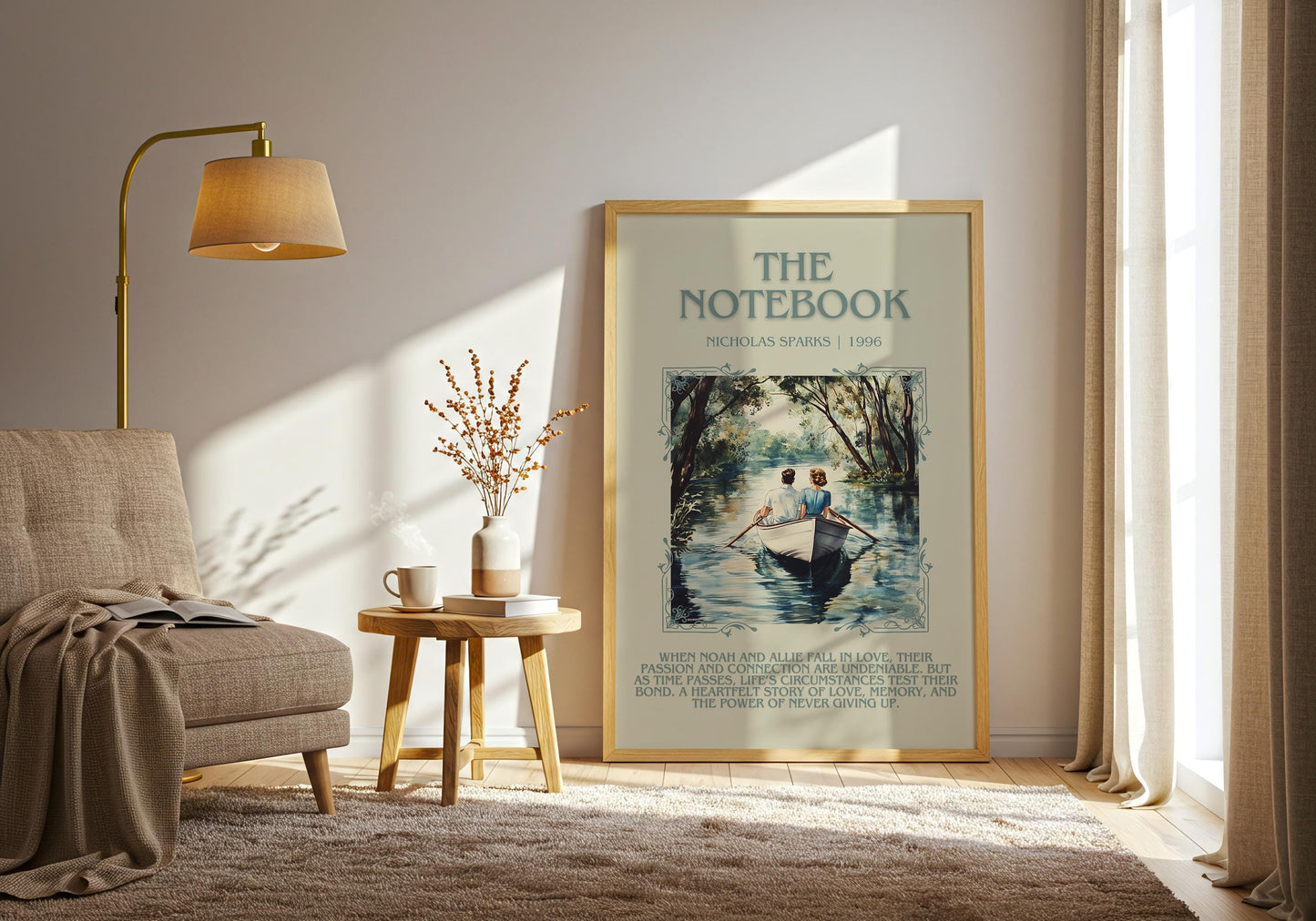 The Notebook by Nicholas Sparks Descriptive, High Quality Poster Print.Free Delivery Wall Art.Author&Blurb Book Artwork. Summary Gift
