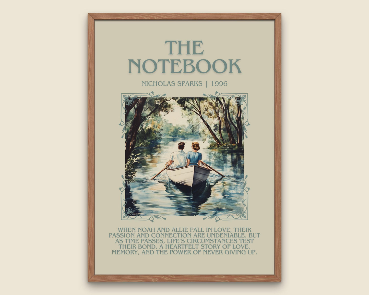 The Notebook by Nicholas Sparks Descriptive, High Quality Poster Print.Free Delivery Wall Art.Author&Blurb Book Artwork. Summary Gift