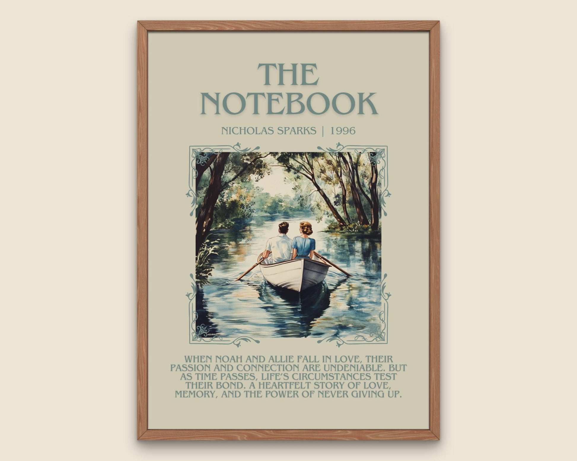 The Notebook by Nicholas Sparks Descriptive, High Quality Poster Print.Free Delivery Wall Art.Author&Blurb Book Artwork. Summary Gift