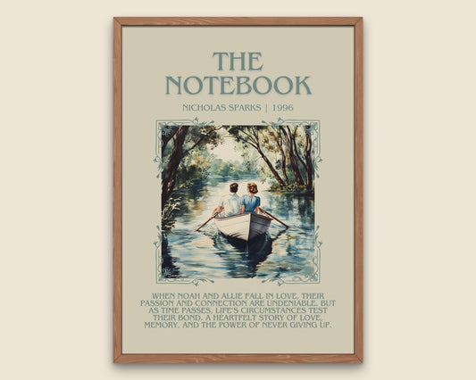The Notebook by Nicholas Sparks Descriptive, High Quality Poster Print.Free Delivery Wall Art.Author&Blurb Book Artwork. Summary Gift