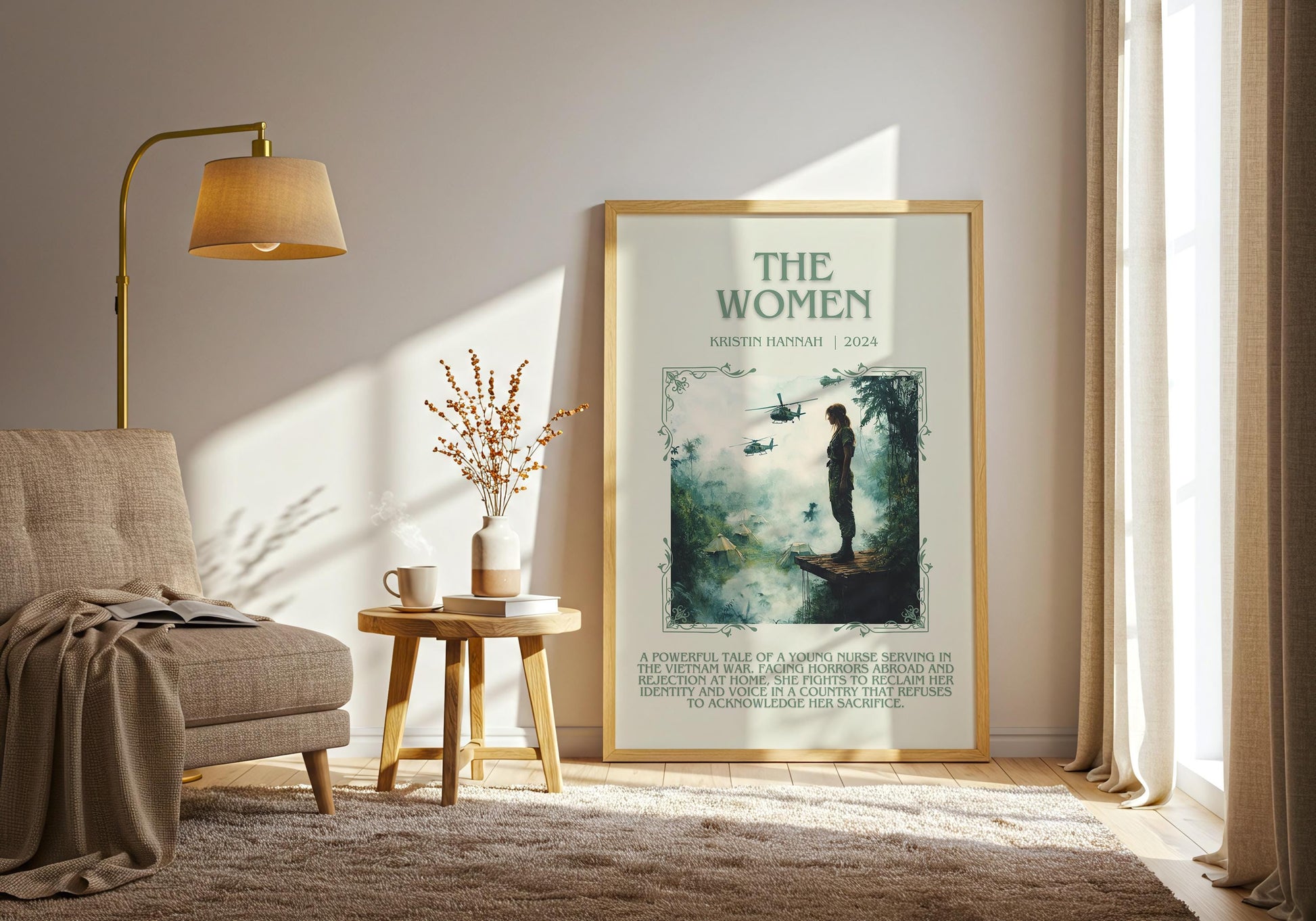 The Women by Kristin Hannah Descriptive, High Quality Poster Print.Free Delivery Wall Art.Author&Blurb Book Artwork. Summary Gift