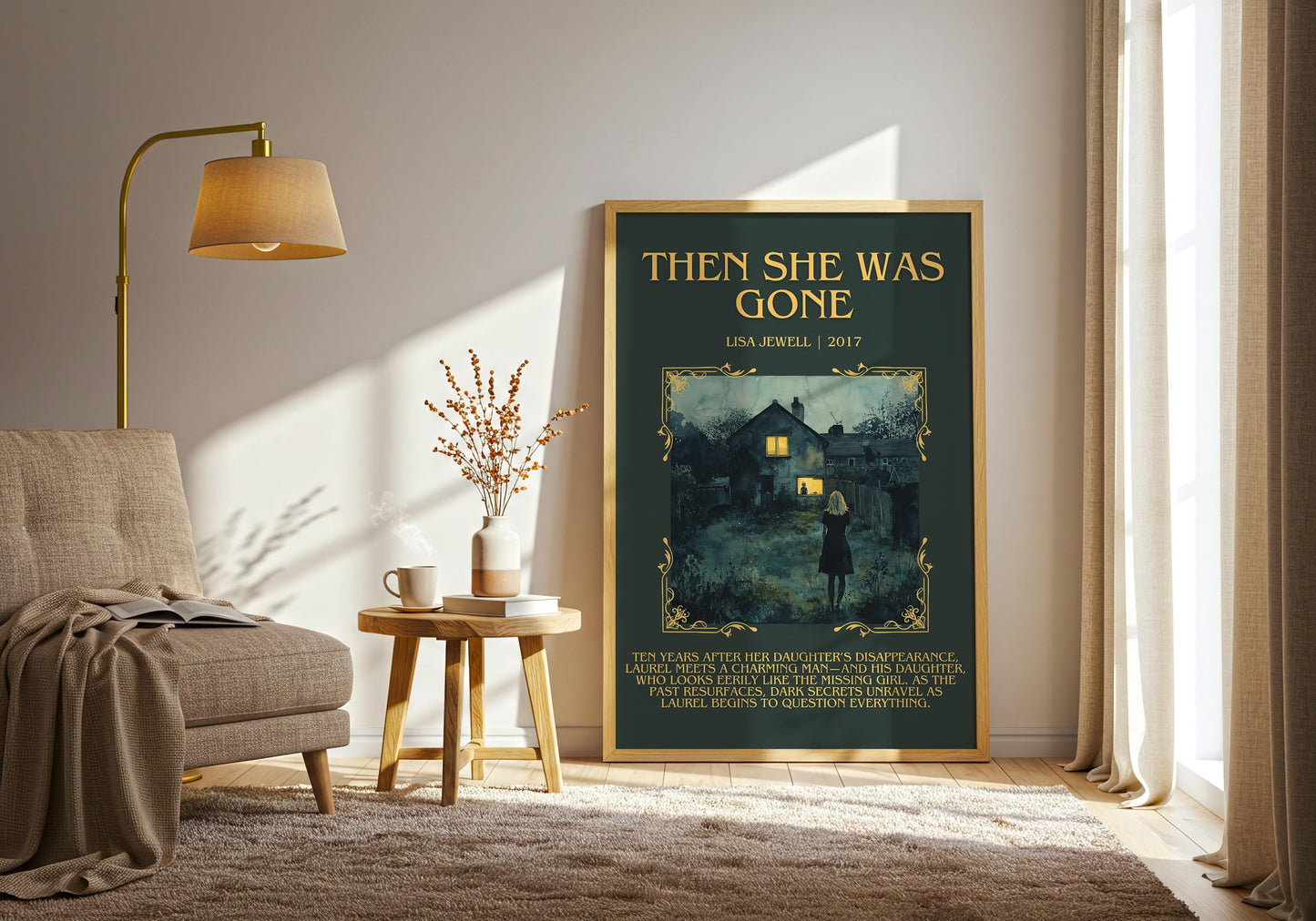 Then She Was Gone by Lisa Jewell Descriptive, High Quality Poster Print.Free Delivery Wall Art.Author&Blurb Book Artwork. Summary Gift