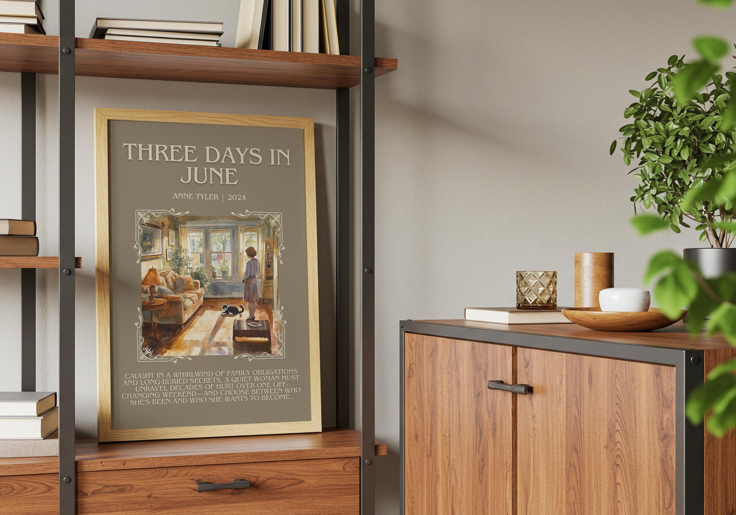 Three Days In June by Anne Tyler Descriptive, High Quality Poster Print.Free Delivery Wall Art.Author&Blurb Book Artwork. Summary Gift