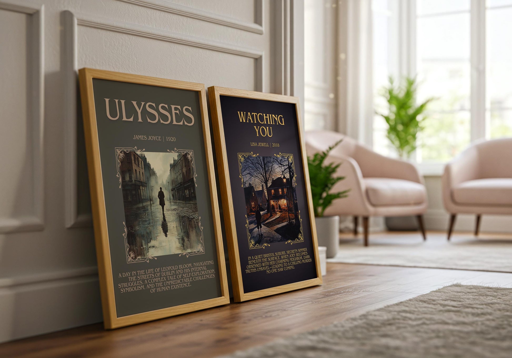 Ulysses by James Joyce Descriptive, High Quality Poster Print.Free Delivery Wall Art.Author&Blurb Book Artwork. Novel Summary Gift