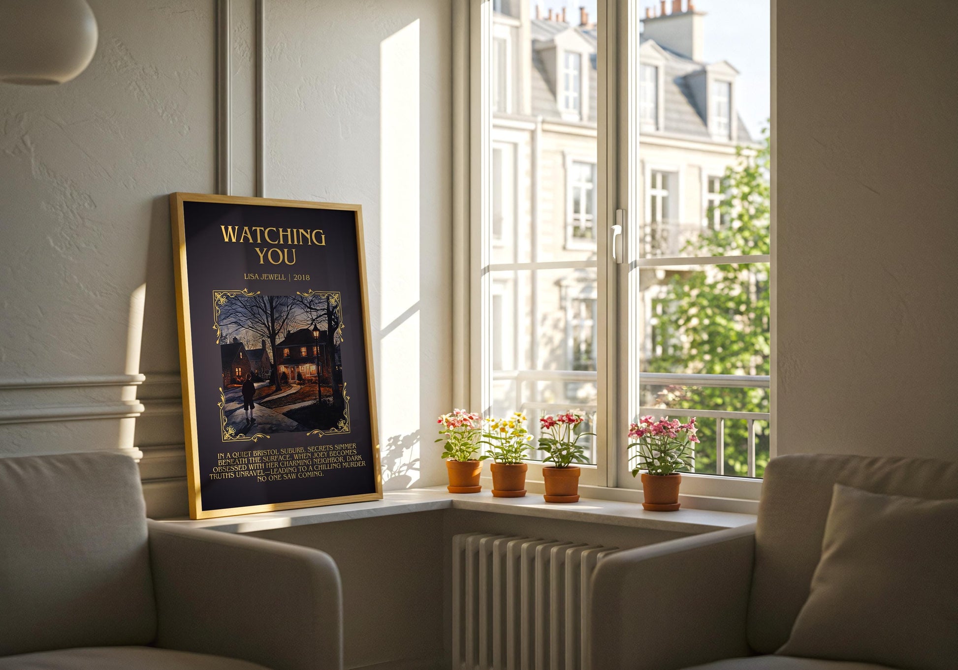 Watching You by Lisa Jewell Descriptive, High Quality Poster Print.Free Delivery Wall Art.Author&Blurb Book Artwork. Novel Summary Gift