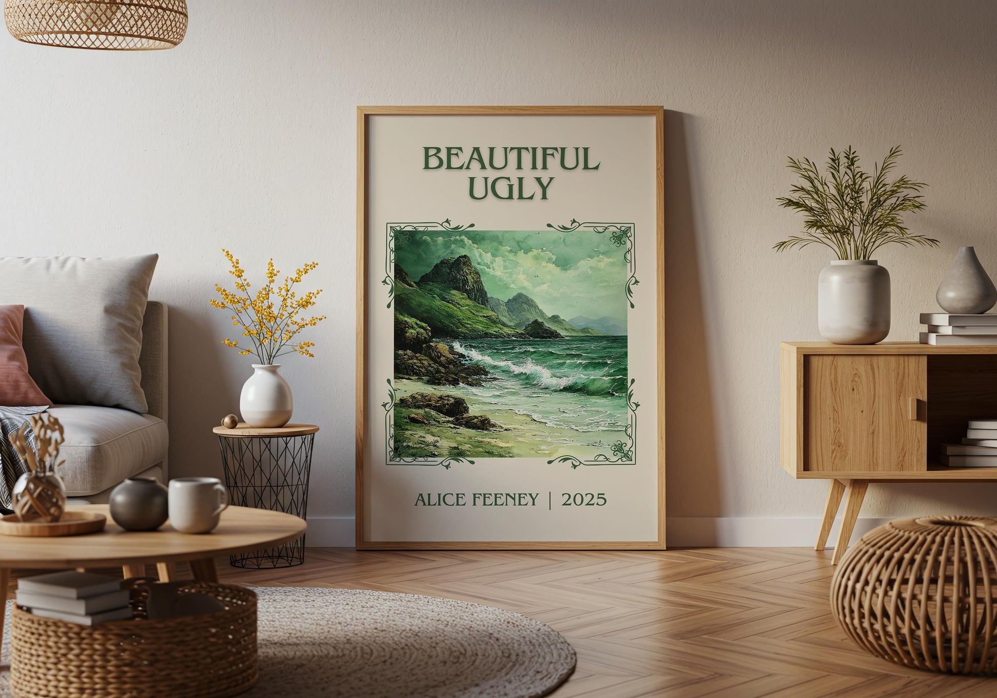 Beautiful Ugly by Alice Feeney High Quality Poster Print. Free Delivery Wall Art-Author & Blurb Book/Novel Minimalist Novel Art Gift