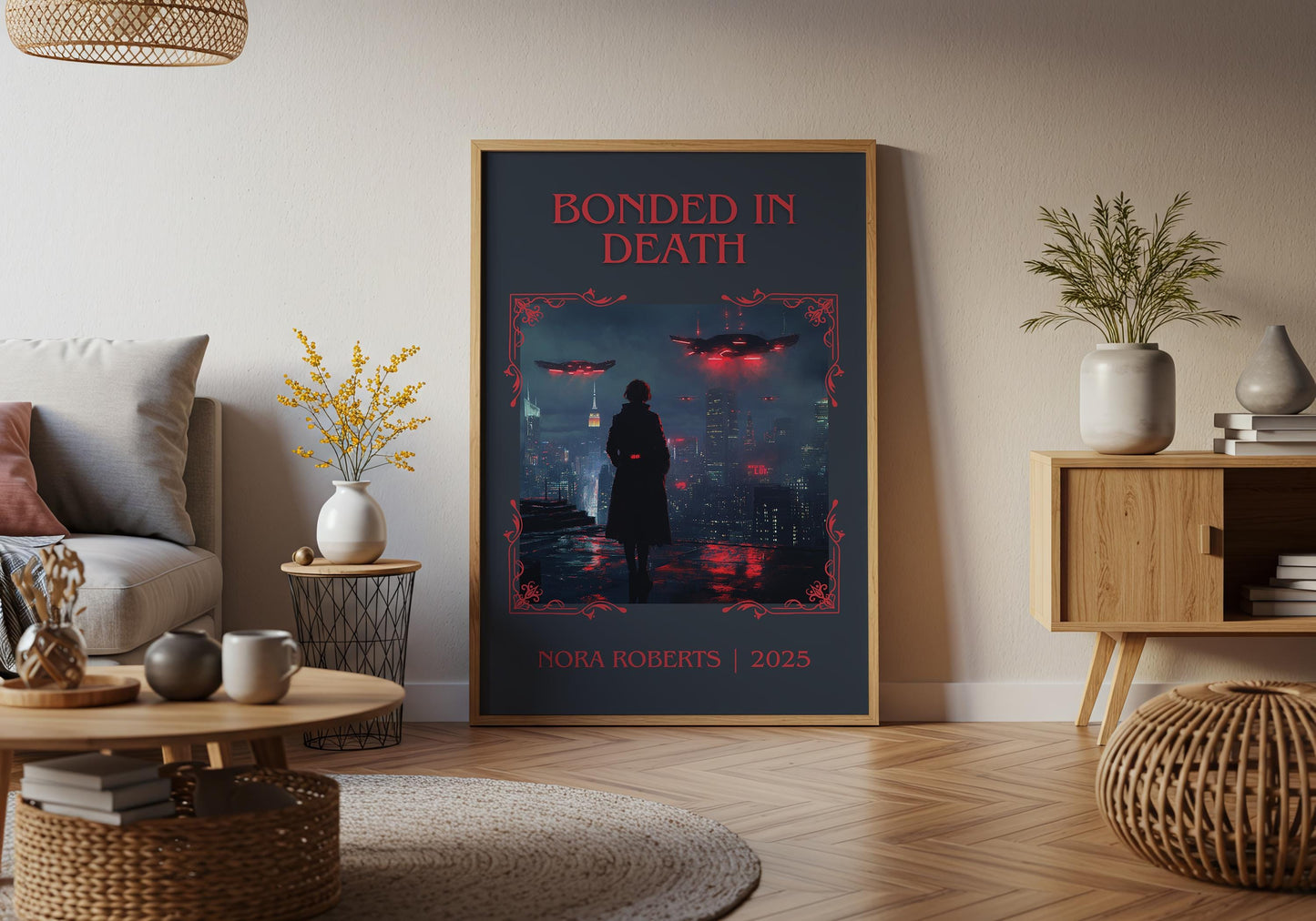 Bonded In Death by Nora Roberts High Quality Poster Print. Free Delivery Wall Art-Author & Blurb Book/Novel Minimalist Novel Art Gift