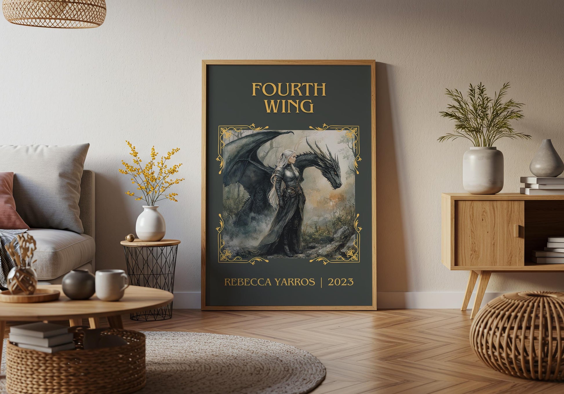 Fourth Wing by Rebecca Yarros High Quality Poster Print. Free Delivery Wall Art-Author & Blurb Book/Novel Minimalist Novel Art Gift