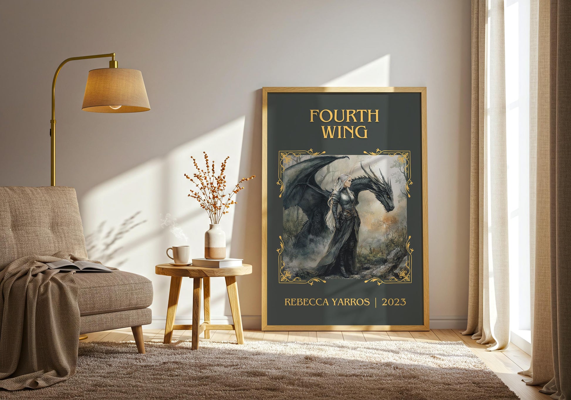 Fourth Wing by Rebecca Yarros High Quality Poster Print. Free Delivery Wall Art-Author & Blurb Book/Novel Minimalist Novel Art Gift
