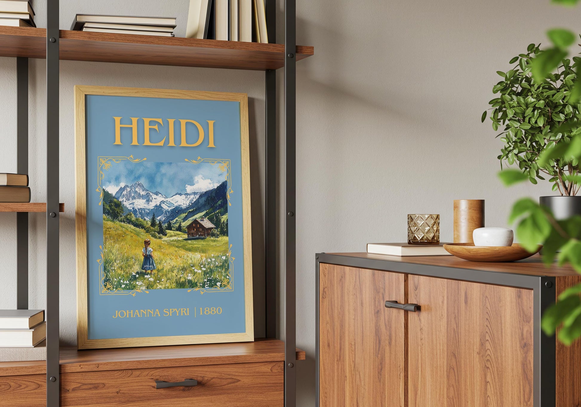 Heidi by Johanna Spyri High Quality Poster Print. Free Delivery Wall Art-Author & Blurb Book/Novel Minimalist Novel Art Gift