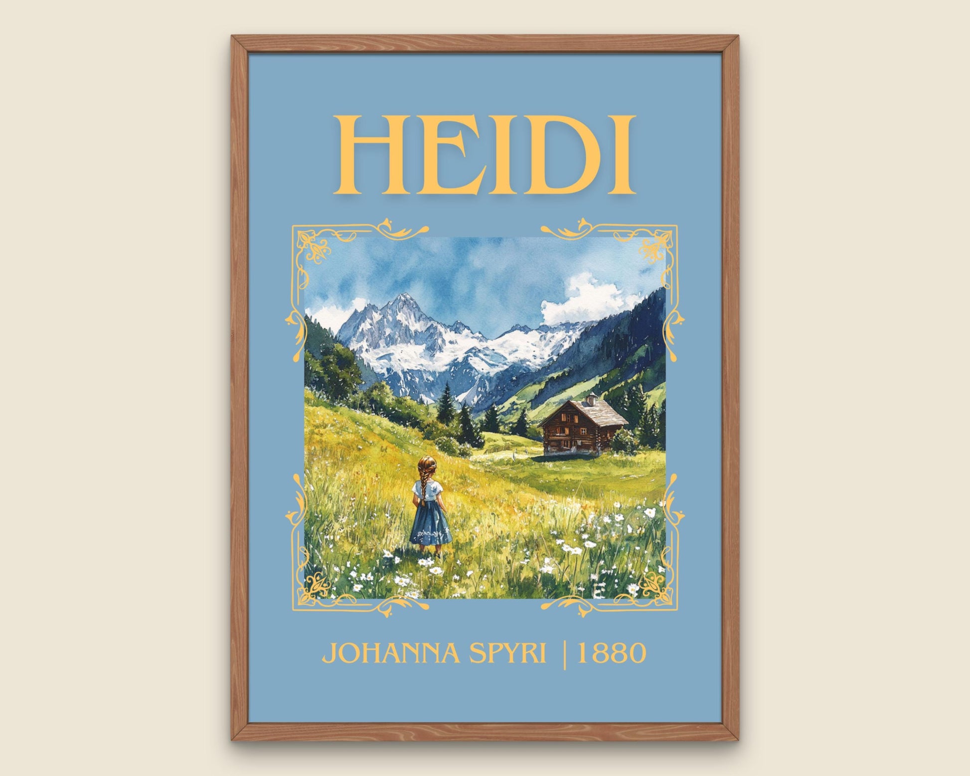 Heidi by Johanna Spyri High Quality Poster Print. Free Delivery Wall Art-Author & Blurb Book/Novel Minimalist Novel Art Gift
