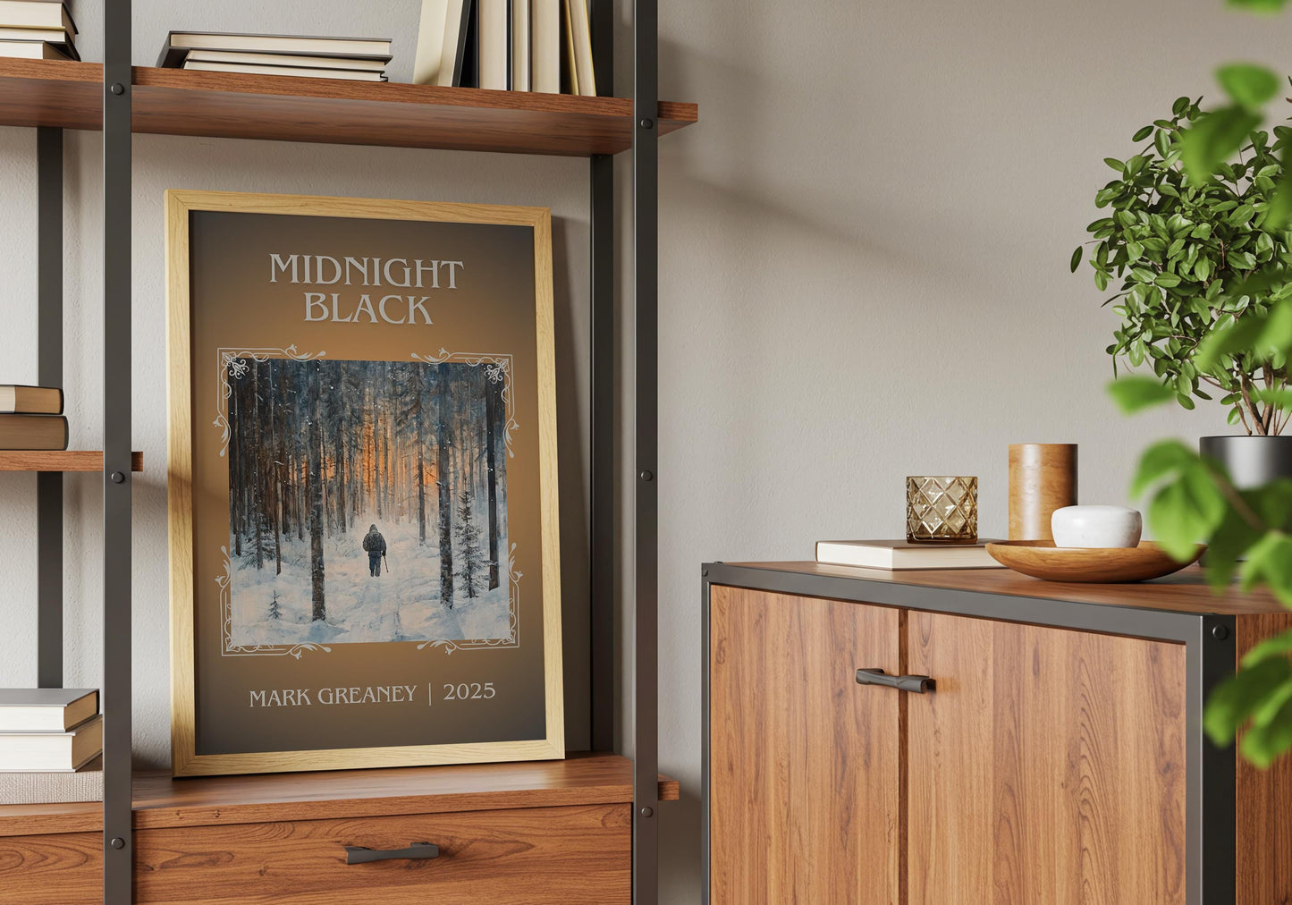 Midnight Black by Mark Greaney High Quality Poster Print. Free Delivery Wall Art-Author & Blurb Book/Novel Minimalist Novel Art Gift