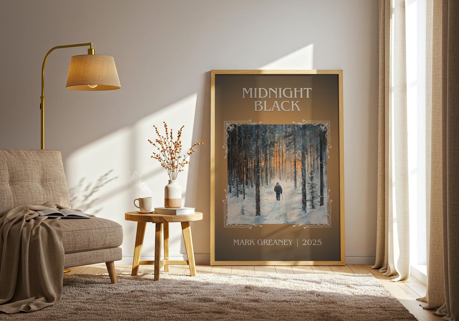 Midnight Black by Mark Greaney High Quality Poster Print. Free Delivery Wall Art-Author & Blurb Book/Novel Minimalist Novel Art Gift