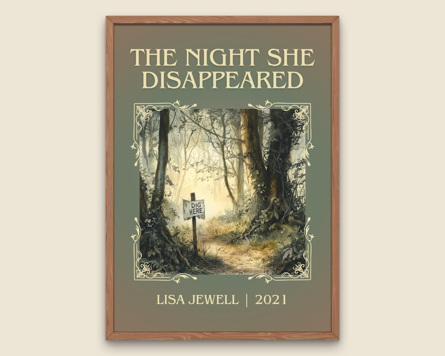 The Night She Disappeared by Lisa Jewell High Quality Poster Print. Fast-Free Delivery Wall Art. Author, Title Book/Novel Artwork.Minimalist